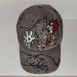 Walt Disney World Disneyland Dark Gray Mickey Graffiti Hat  100 %  Cotton
